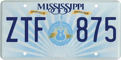 MS license plate ZTF875
