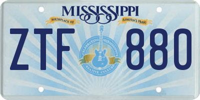MS license plate ZTF880