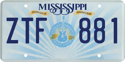 MS license plate ZTF881