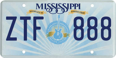 MS license plate ZTF888