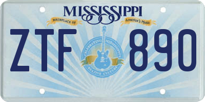 MS license plate ZTF890