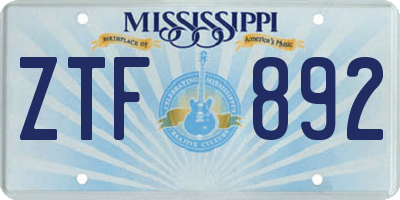 MS license plate ZTF892