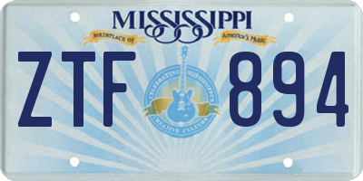 MS license plate ZTF894
