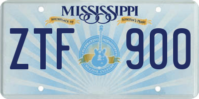 MS license plate ZTF900
