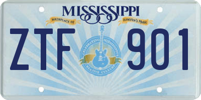MS license plate ZTF901