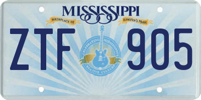 MS license plate ZTF905