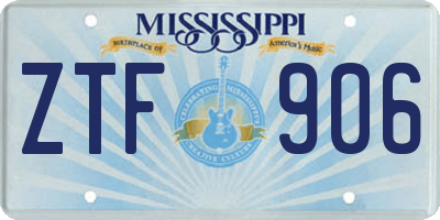 MS license plate ZTF906