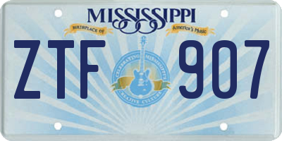 MS license plate ZTF907
