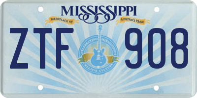 MS license plate ZTF908