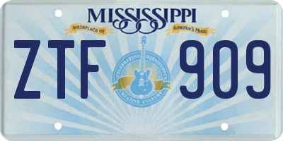 MS license plate ZTF909