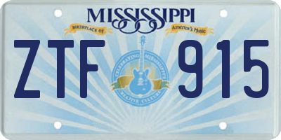 MS license plate ZTF915