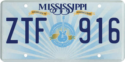 MS license plate ZTF916