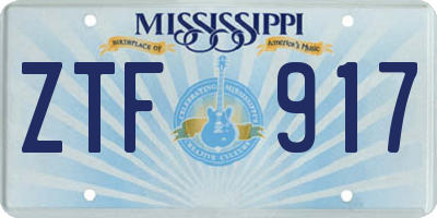 MS license plate ZTF917