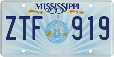 MS license plate ZTF919