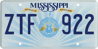 MS license plate ZTF922