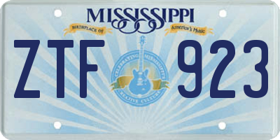 MS license plate ZTF923