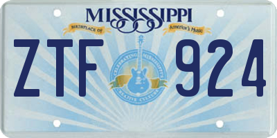 MS license plate ZTF924