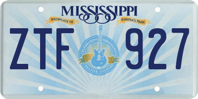 MS license plate ZTF927