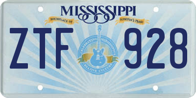 MS license plate ZTF928