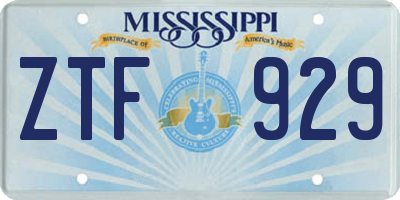 MS license plate ZTF929