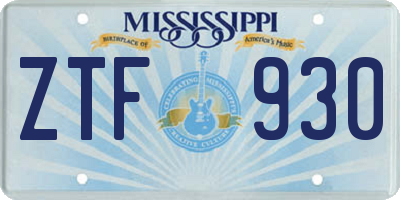 MS license plate ZTF930