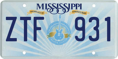 MS license plate ZTF931