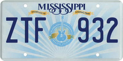 MS license plate ZTF932