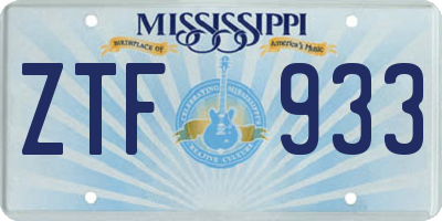 MS license plate ZTF933