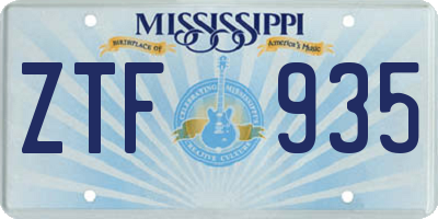 MS license plate ZTF935