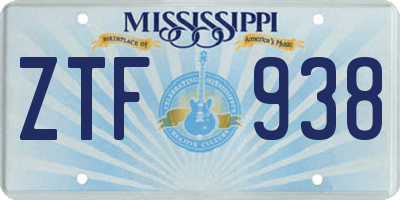 MS license plate ZTF938