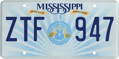 MS license plate ZTF947