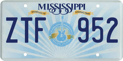 MS license plate ZTF952