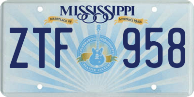 MS license plate ZTF958