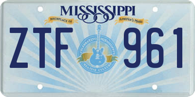 MS license plate ZTF961