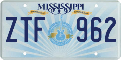MS license plate ZTF962