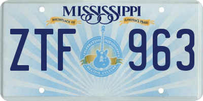 MS license plate ZTF963