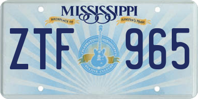 MS license plate ZTF965