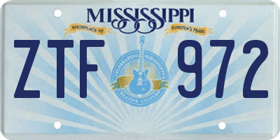 MS license plate ZTF972