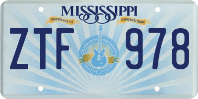 MS license plate ZTF978