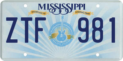 MS license plate ZTF981