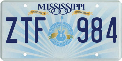 MS license plate ZTF984