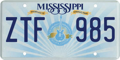 MS license plate ZTF985