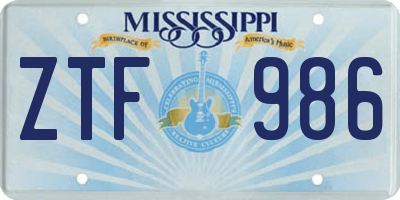MS license plate ZTF986