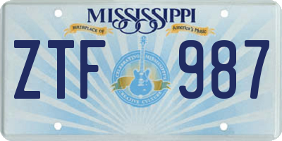 MS license plate ZTF987