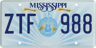 MS license plate ZTF988