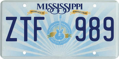 MS license plate ZTF989