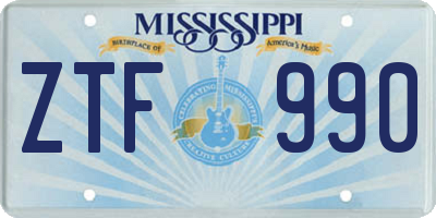 MS license plate ZTF990