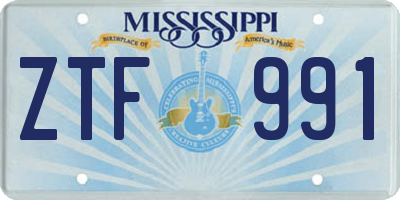 MS license plate ZTF991