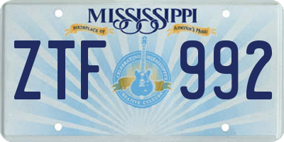 MS license plate ZTF992