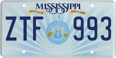 MS license plate ZTF993